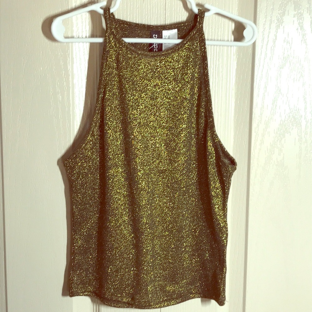 Sparkly gold halter / crop top